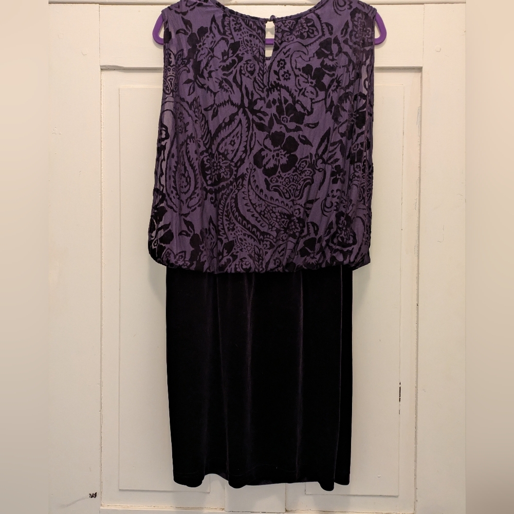 Purple Stretchy Burnout Velvet Dress- Measures 17" Pit to Pit